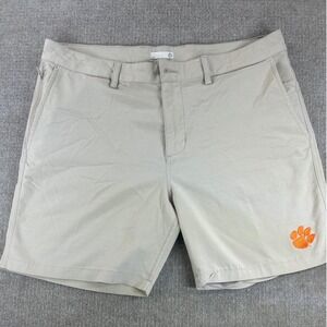 tasc Performance Clemson Tigers Shorts Mens 36 Khaki Tan Bamboo Blend Tailored
